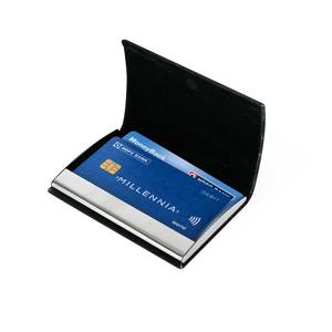 Porte-cartes de visite texturé noir avec plaque métallique – Étui haut de gamme pour cartes de visite, idéal pour les cadeaux d'image de marque d'entreprise - Product Image 4