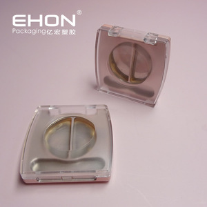 Square 2 Grids Empty Eyeshadow Case Transparent Lid Metallic <b>Makeup</b> <b>Compact</b> Palette With Brush Slot Custom Cosmetic Packaging - Product Image 4