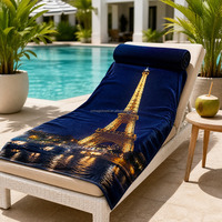 Serviette de plage en coton 100% avec impression numérique personnalisée, motif Eiffel Night, livraison à domicile, design surdimensionné, haute qualité