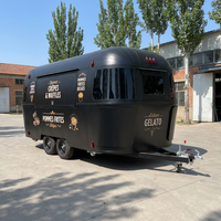 Remorque alimentaire mobile en aluminium de taille moyenne, entièrement équipée pour la restauration rapide, les snacks, la pizza, les boissons, le café, la crème glacée et les frites