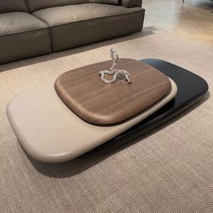 <span class=keywords><strong>Table</strong></span> <span class=keywords><strong>basse</strong></span> moderne simple extensible pivotante ovale en bois pour salon Décoration de la maison - Product Image 2