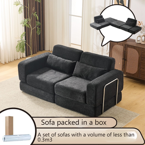 Sofá Cama Para Sala de Estar de Pana Expandible, con Diseño de Esquina Moderno, Simple y Elegante, Espuma de Alta Densidad Comprimida al Vacío - Product Image 3