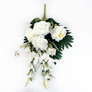 Bas prix fleur funéraire de haute qualité demi-buissons artificiels <span class=keywords><strong>buisson</strong></span> plat pour les événements de cimetière et les événements funéraires - Product Image 5