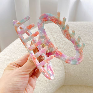 Dowell 4mm tebal pelat asam asetat xl lingkaran bentuk ambil klip pengeriting rambut hiu klip cakar rambut besar untuk Aksesori Wanita - Product Image 6