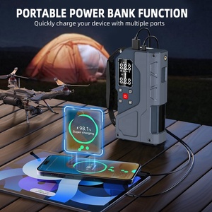 Démarreur de voiture portable, compresseur d'air, <span class=keywords><strong>gonfleur</strong></span> de pneus, moniteur de pression des pneus, 1000A Peak, 150PSI, 10000mAh, lumière d'urgence USB - Product Image 3