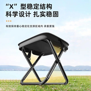 Folding <b>Stool</b> Square <b>Portable</b> Camping Chair Steel Oxford Cloth 28x24x26cm Outdoor Use - Product Image 3