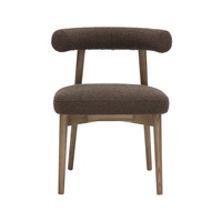 Chaise de salle à manger en tissu bouclé marron avec coussin épais et pieds en fer, design moderne et élégant pour la salle à manger et la maison