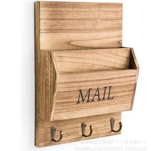 Porte-lettres en bois, porte-documents et porte-clés mural, rangement pour courrier et documents à la maison, dans l'entrée ou au bureau - Product Image 3