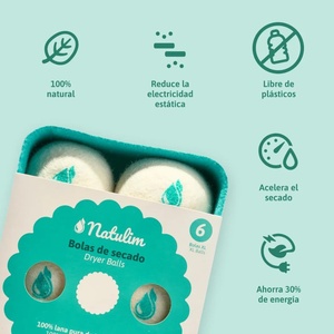 Boules de laine <span class=keywords><strong>Natulim</strong></span> pour sèche-linge Réduit les plis des vêtements et réduit le temps de séchage Sans plastique, sans cruauté - 6 pièces - Product Image 2