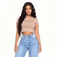 T-shirt femme personnalisé en coton 200 g/m², couleur unie, col rond, coupe décontractée, respirant, teint uni, idéal pour l'été