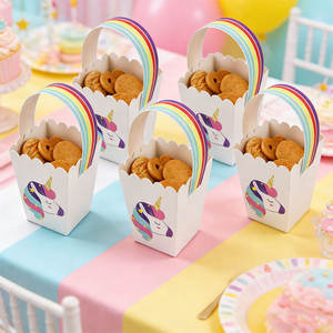 Boîte en papier avec poignée pour cadeaux et friandises sur le thème de la <span class=keywords><strong>licorne</strong></span>, boîtes à <span class=keywords><strong>pop</strong></span>-<span class=keywords><strong>corn</strong></span> et bonbons pour fête d'anniversaire ou baby shower - Product Image 6