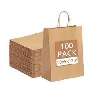 Goedkope gedrukt kraftpapier boodschappentassen verpakking handvat với logo UW eigen