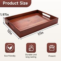 Plateau de service en bois d'acacia avec poignées, plateau multi-usages pour table basse, ottoman, petit-déjeuner au lit
