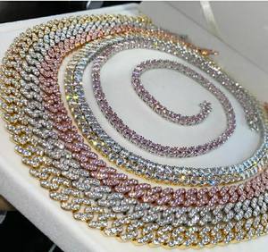 हॉट सेलिंग गोल्ड प्लेटेड गहने क्यूबन चेन हैंडवर्क टेनिस चेन हिप हॉप चेन हार - Product Image 1