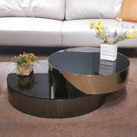 Table basse en verre trempé noir de style italien avec cadre en acier inoxydable pour salon et hôtel