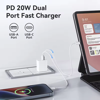 Chargeur mural USB Type-C PD 20W d'origine, adaptateur de charge rapide, prise EU/UK/US, sortie 5V/3A, style populaire, matériau ABS+PC ignifuge