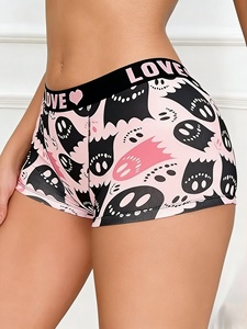 Calzones tipo bóxer elásticos personalizados para <span class=keywords><strong>mujer</strong></span> con estampado de dibujos animados y letras, de tiro medio - Product Image 3