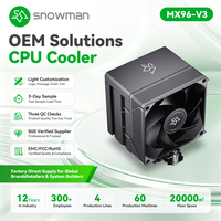 SNOWMAN TDP 180W Noir Blanc Air CPU Refroidisseur 6 Caloducs 90x90x25mm PWM Ventilateur pour Intel LGA1700/1366/1200/115X AMD AM4/AM5