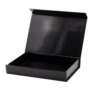 Emballage pliable noir brillant pour chemises, produits de vêtements, brillant, avec logo doré personnalisé, boîte à rabat à fermeture magnétique, de luxe, 50 pièces - Product Image 5