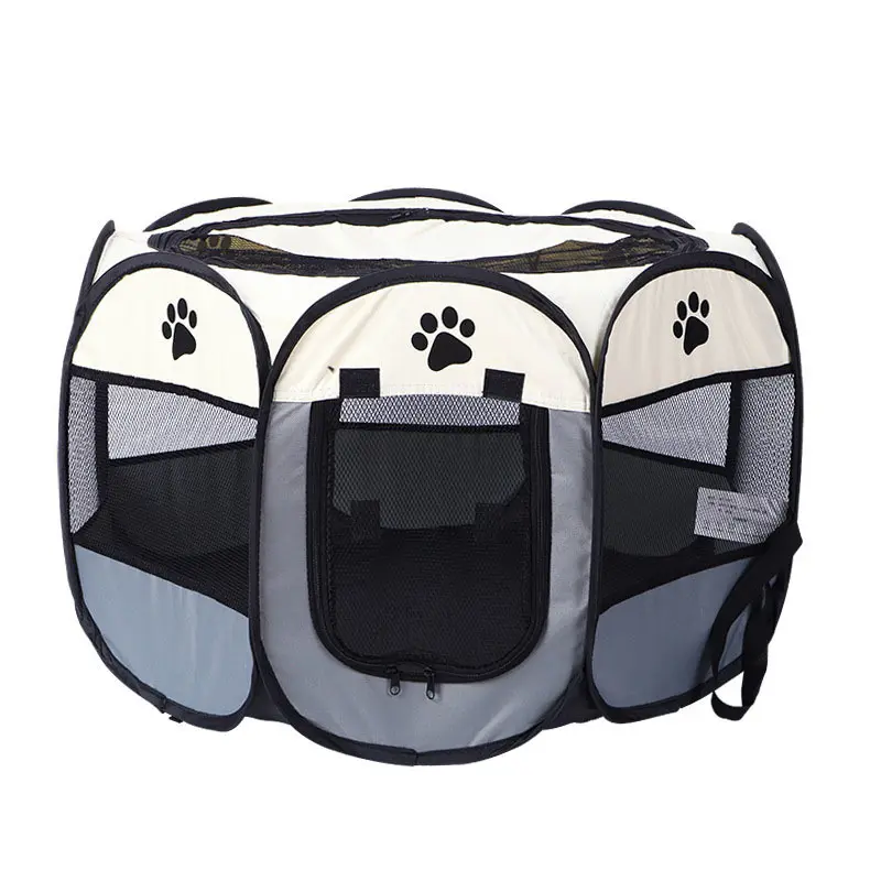 Tenda Besar Hewan Peliharaan Lipat Portabel Kandang Rumah Anjing Tenda Kucing Anjing Playpen Puppy Kennel Pengoperasian Mudah Tahan Lama Luar Ruangan Pagar Oktagon