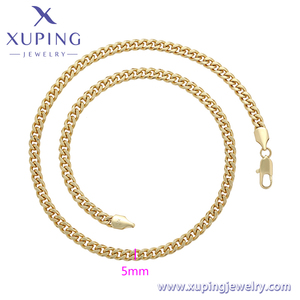 Collana a Catena Cubana da <span class=keywords><strong>Uomo</strong></span> XUPING, Design Geometrico Personalizzato, Placcata in <span class=keywords><strong>Oro</strong></span> 14K - Product Image 2