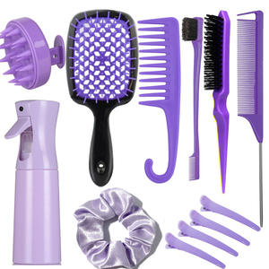 Salone di bellezza Hair Styling Set di <span class=keywords><strong>12</strong></span> pettine per la cura dei capelli del cuoio capelluto massaggiatore districante spazzola per capelli con gli Scrunchies per le donne - Product Image 3