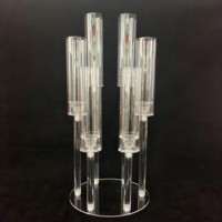 Décoration de fête, porte-bougie en acrylique à 6 bras, centre de table transparent, centre de table de mariage, candélabre en acrylique