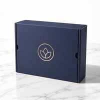Caja de Cartón Corrugado Azul Marino Ecológica y Personalizable con Asas Troqueladas para Ropa, Regalos y Envíos de Comercio Electrónico