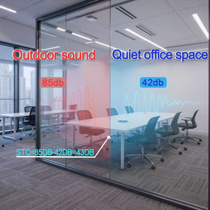 <span class=keywords><strong>Cloison</strong></span> en verre encadré Double vitrage Performance <span class=keywords><strong>acoustique</strong></span> Cadre en aluminium Verre trempé Bureau Séparateur de pièce Efficacité énergétique - Product Image 6