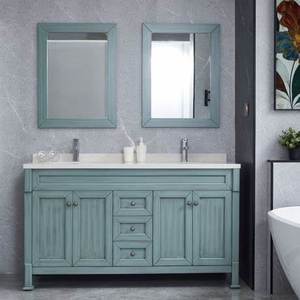 Mueble de Baño Económico de Estilo Moderno con Grifo y Cajón, Encimera de Laminado y Mármol Artificial para Apartamentos - Product Image 1