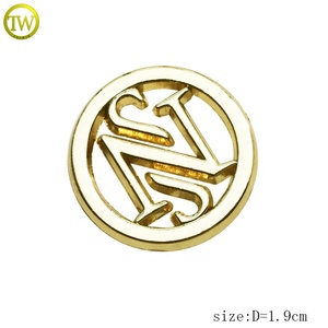 Custom Hollow Gold logo Round Tags Wallet Metal Name Plate With Letters for <strong>Suitcase</strong> <strong>Accessory</strong> - Product Image 2