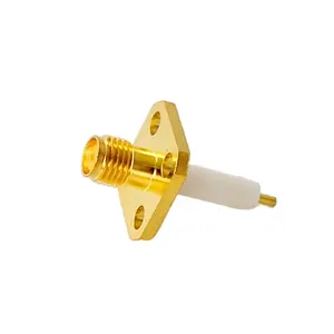 1.5mm tubuh 9mm insulator 3mm Pin 14.7mm SQ Flange disesuaikan listrik tahan air SMA Female Jack RF coaxialConnector