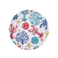 Assiette Ronde Plate Blanche 8'' en Mélamine Motif Coquillage OEM ODM pour Enfants, Idéale pour Fêtes d'Anniversaire Thème Sous-Marin Estival