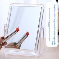 Vente en gros Miroir de courtoisie et de maquillage en acrylique transparent double face Support de bureau rotatif carré et HD Miroir cosmétique personnalisé