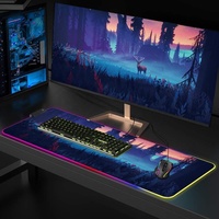 Tapis de souris Gaming avec Logo personnalisé, LED RGB, grand, pour ordinateur PC