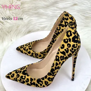 Zapatos sexis de gamuza marrón leopardo para mujer, chaussures Femme 2024, zapatos de oficina rojos a la moda, sandalias de mujer, tacones altos de aguja