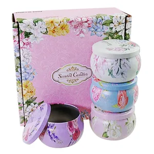 Wholesale Recycling Round 2 Oz 4 Oz 8 Oz Box Pink Black Gold Packaging Spice Metal Gift Candle Tins