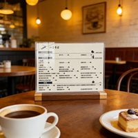 Magnifique présentoir en bois avec support de signalétique en acrylique transparent pour menu de table, étiquettes de prix, brochures et affiches en papier