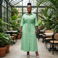 Robe longue pour femme 2026, style Y2K, en mousseline de soie, à col, unie, avec volants en cascade, manches mi-longues, simple boutonnage et taille à nouer, été, ODM