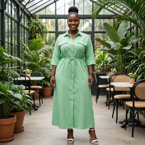 Robe longue pour femme 2026, style Y2K, en mousseline de soie, à col, unie, avec volants en cascade, manches mi-longues, simple boutonnage et taille à nouer, été, ODM - Product Image 2