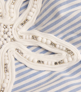 Pantalones Cortos Casuales a Rayas con Bordado de Cuentas Elegantes y Modernos para Mujer 2026, Transpirables, Florales, Hechos a Medida - Product Image 5