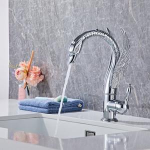 ก๊อกน้ำทองเหลืองแบบติดตั้งบนเคาน์เตอร์ รูเดียว ดีไซน์หงส์ สำหรับอ่างล้างหน้า น้ำร้อน-น้ำเย็น วาล์วเซรามิก สำหรับห้องน้ำ - Product Image 6