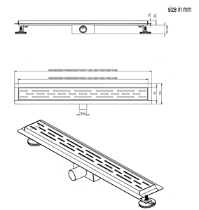 モダンなステンレス鋼リニアバスルーム水平コンセント床排水長方形シャワーチャンネルストレーナー - Product Image 6