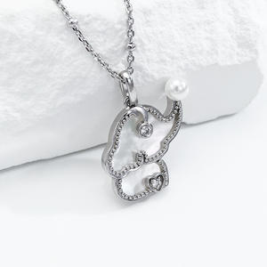 قلادة اللؤلؤ الفضي الأصلي من قشرة الفيل الأبيض قلادة لطيفة رائعة لا تتلاشى مزاجه المختنق الموضة - Product Image 4