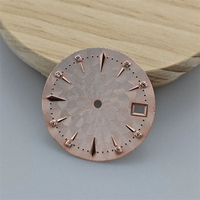 Esfera de Reloj Personalizada de Fábrica OEM con Etiqueta Privada, 28.5mm, Oro Rosa, Guilloché, Patrón Ondulado en Relieve, para NH35 NH34