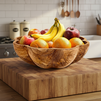 Promotieprijs Decoratieve massief teakhouten serveerschaal houten fruitschaal voor de keuken