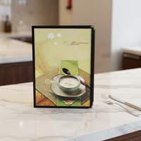 Protège-menus de café-restaurant, 1 page, 2 vues, 8,5x11, en PU/PVC noir, double panneau, marque Yimi