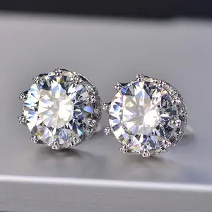 VOAINO定制18K 14K 9k金1ct 0.5 ct * 2六叉珠宝实验室生长钻石珠宝耳钉3叉4叉礼品