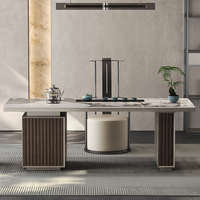 Table Basse Moderne Minimaliste en Dalle de Roche Durable – Design Panneau – Station Thé Compacte de Luxe avec Bouilloire (Balcon/Bureau)