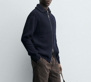 <span class=keywords><strong>Cardigan</strong></span> in Lana Stile Old Money con Collo Alto e Zip, Maglione a Maglia Grossa di Alta Qualità, <span class=keywords><strong>Cardigan</strong></span> <span class=keywords><strong>Basic</strong></span> Quotidiano da Uomo per l'Inverno - Product Image 3